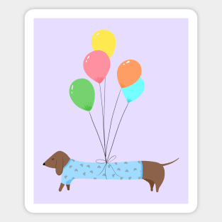 Sausage Dog With Balloons Magnet